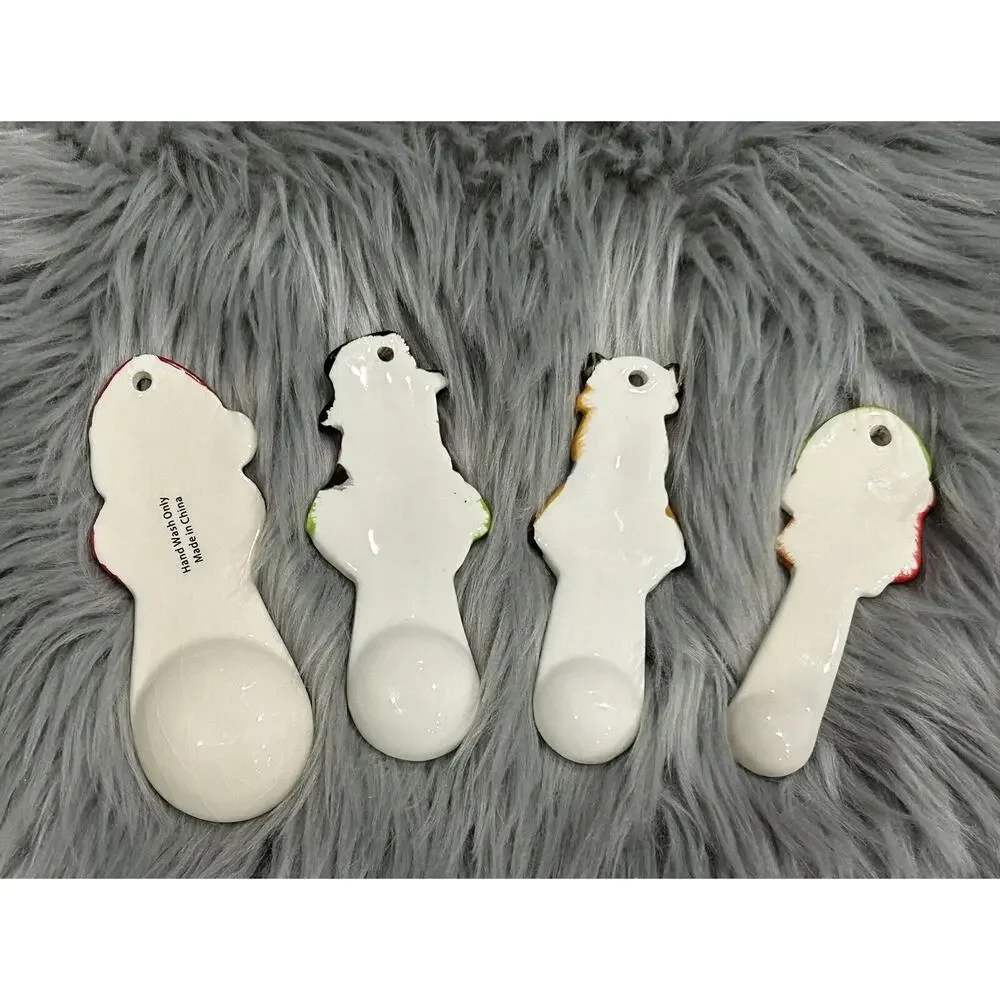 Holiday Time Ceramic Christmas Characters Measuring Spoon Set  4 Christmas Decor